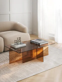 Mesas De Centro|Mesas De Centro></noscript>Westwing Collection Mesa de centro de vidrio Anouk, 102 cm Marrón transparente