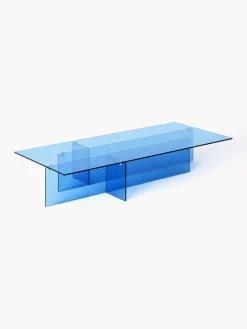 Mesas De Centro|Mesas De Centro>Westwing Collection Mesa de centro grande de vidrio Anouk, 160 cm Azul transparente