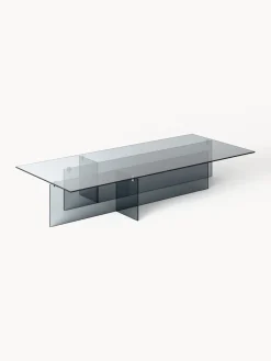Mesas De Centro|Mesas De Centro>Westwing Collection Mesa de centro grande de vidrio Anouk, 160 cm Gris transparente