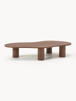 Mesas De Centro|Mesas De Centro>Westwing Collection Mesa de centro grande de madera de roble con forma orgánica Didi Roble lacado en marrón oscuro