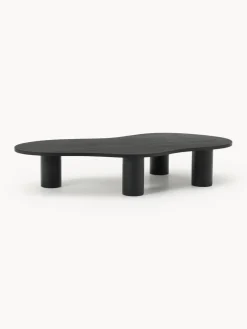 Mesas De Centro|Mesas De Centro>Westwing Collection Mesa de centro grande de madera de roble con forma orgánica Didi Roble lacado en negro