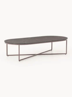 New Mesa de centro ovalada con tablero de vidrio en look mármol Antigua Mesas De Centro|Mesas De Centro