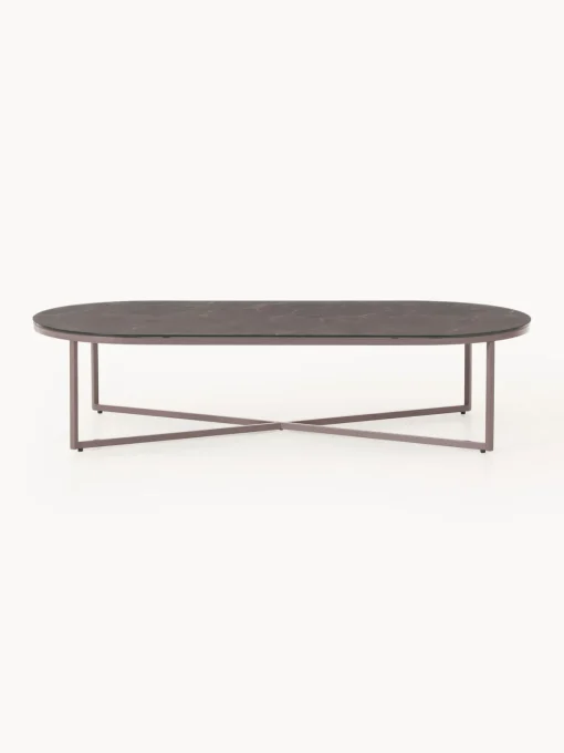 New Mesa de centro ovalada con tablero de vidrio en look mármol Antigua Mesas De Centro|Mesas De Centro