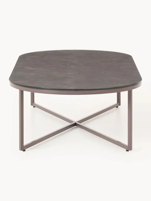 New Mesa de centro ovalada con tablero de vidrio en look mármol Antigua Mesas De Centro|Mesas De Centro
