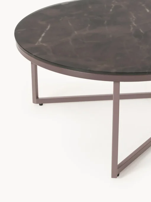 New Mesa de centro ovalada con tablero de vidrio en look mármol Antigua Mesas De Centro|Mesas De Centro