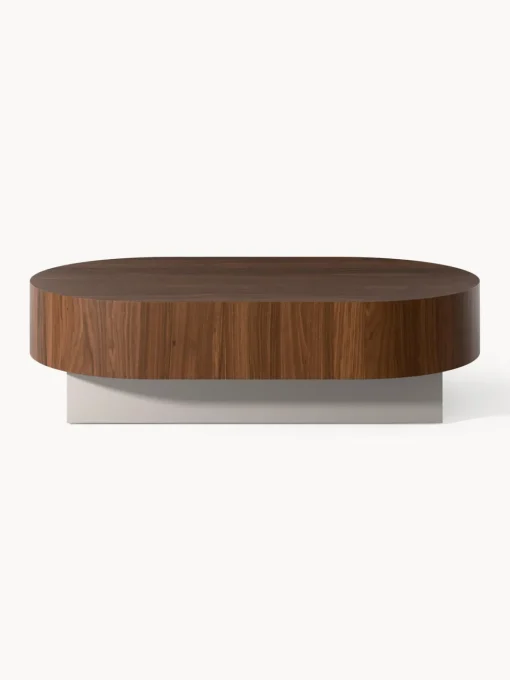 Mesas De Centro|Mesas De Centro>Westwing Collection Mesa de centro ovalada Rylan Madera de nogal, beige