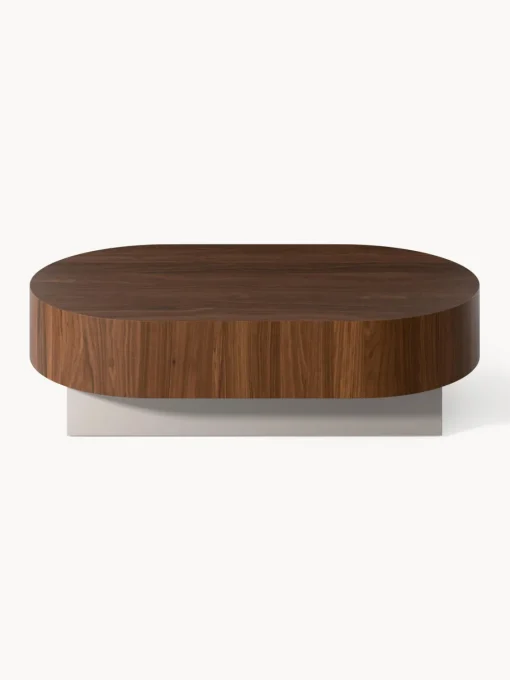 Mesas De Centro|Mesas De Centro>Westwing Collection Mesa de centro ovalada Rylan Madera de nogal, beige