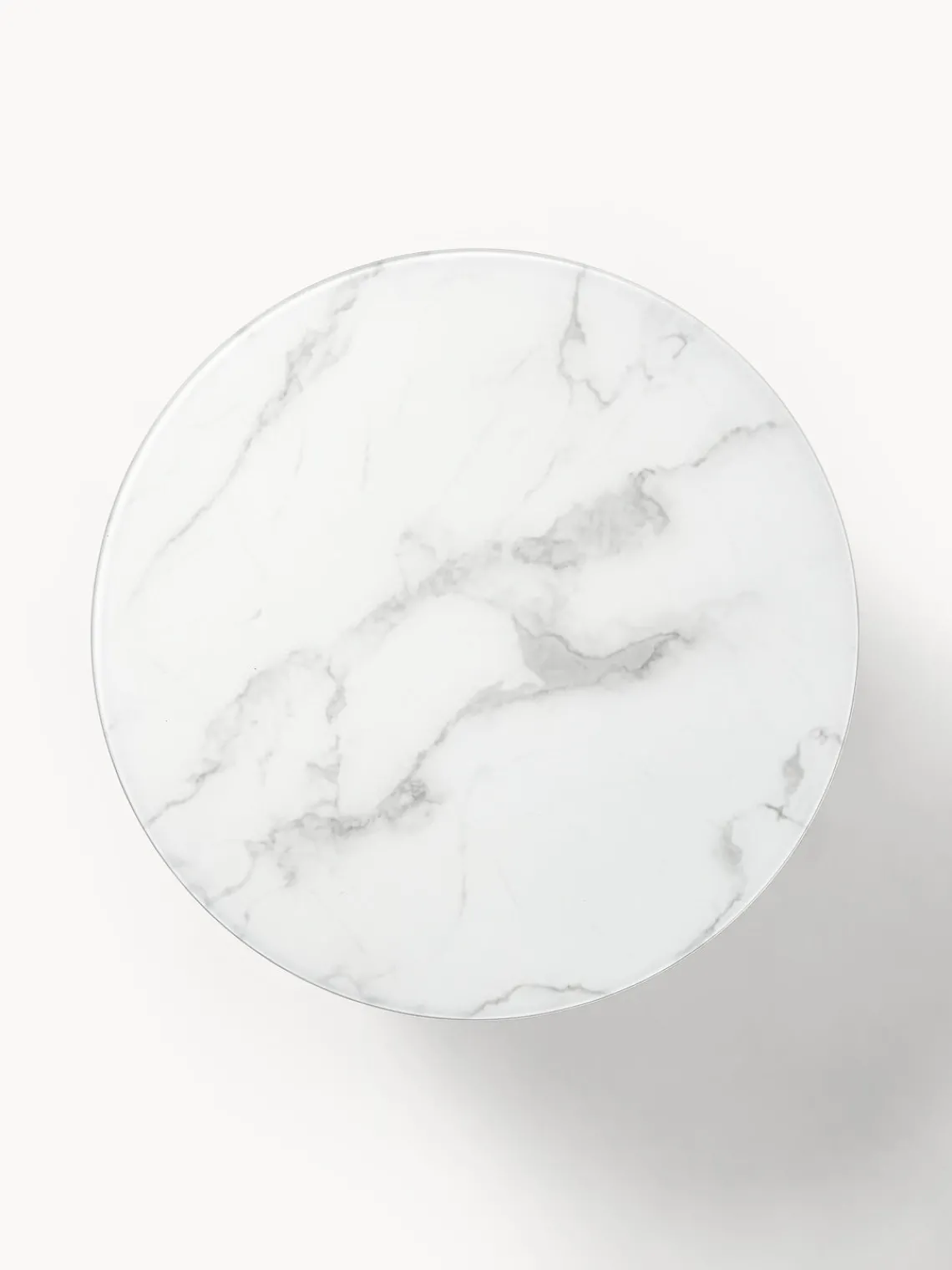 Mesas De Centro|Mesas De Centro>Westwing Collection Mesa de centro redonda con tablero de vidrio en look mármol Antigua Aspecto mármol blanco, dorado brillante