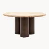 Clearance Mesa de centro redonda con tablero de travertino Trevi, Ø 75 cm Mesas De Centro|Mesas De Centro