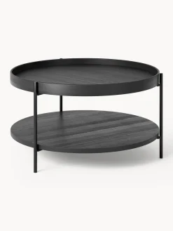 Mesas De Centro|Mesas De Centro></noscript>Westwing Collection Mesa de centro redonda de madera Renee Aspecto mármol blanco, madera de roble lacada en negro