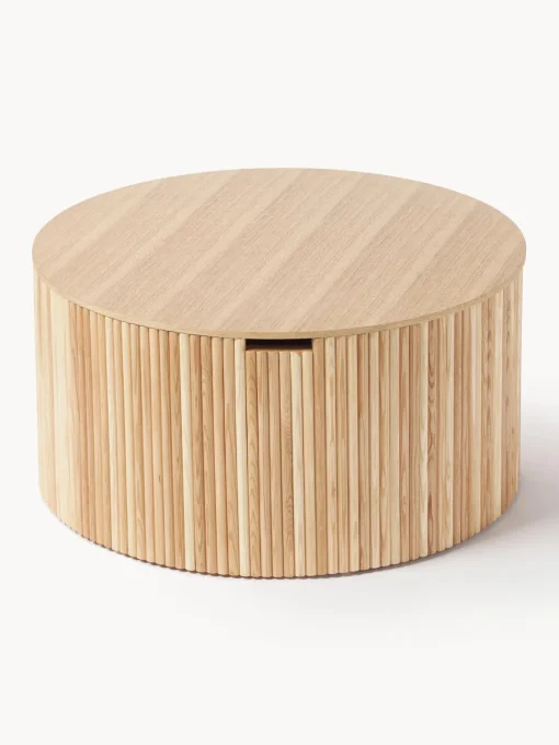 Discount Mesa de centro redonda de madera Nele, con espacio de almacenamiento Mesas De Centro|Mesas De Centro