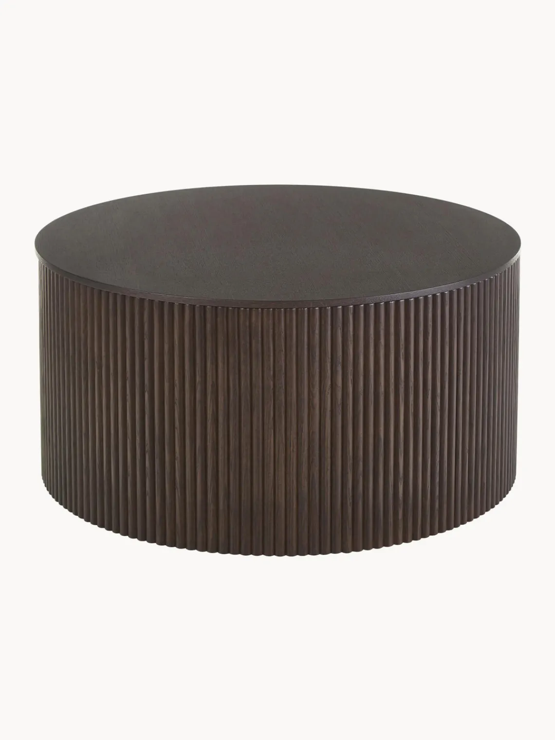 Mesas De Centro|Mesas De Centro>Westwing Collection Mesa de centro redonda de madera con espacio de almacenamiento Nele Madera lacada en marrón oscuro