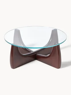 Mesas De Centro|Mesas De Centro></noscript>Westwing Collection Mesa de centro redonda de madera con tablero de vidrio Miya