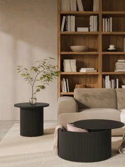 Online Mesa de centro redonda de madera con espacio de almacenamiento Nele Mesas De Centro|Mesas De Centro