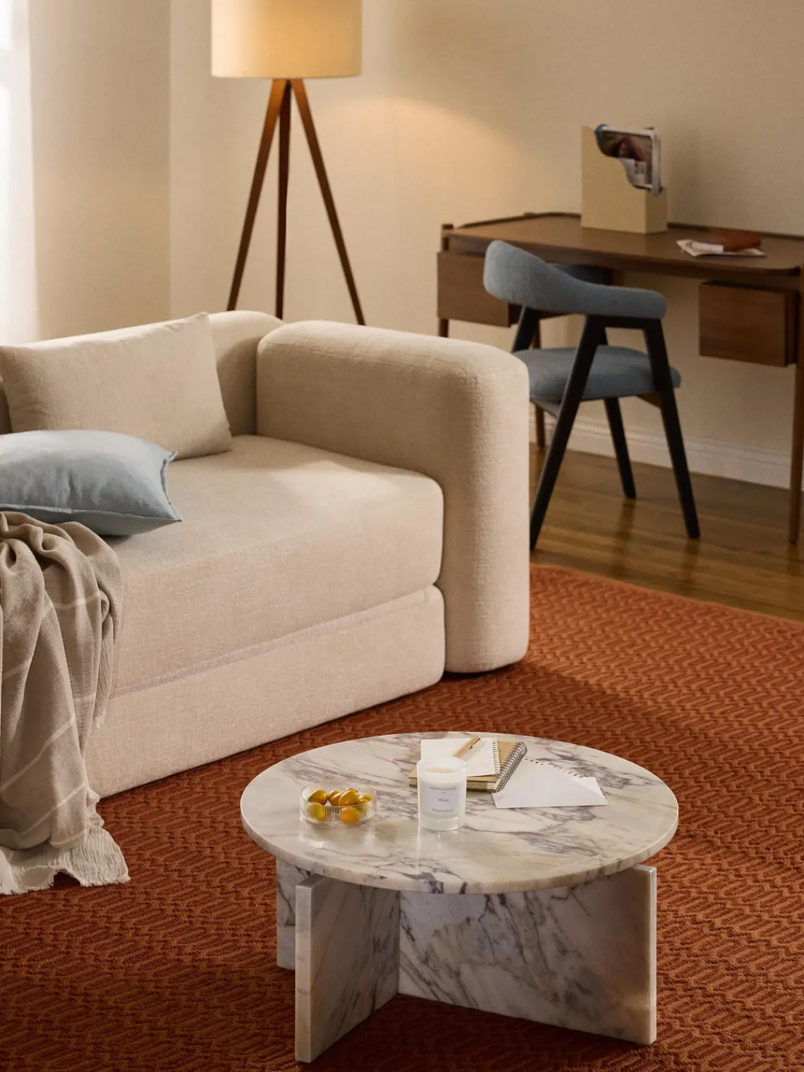 Mesas De Centro|Mesas De Centro>Westwing Collection Mesa de centro redonda de mármol Marisa Mármol blanco y gris