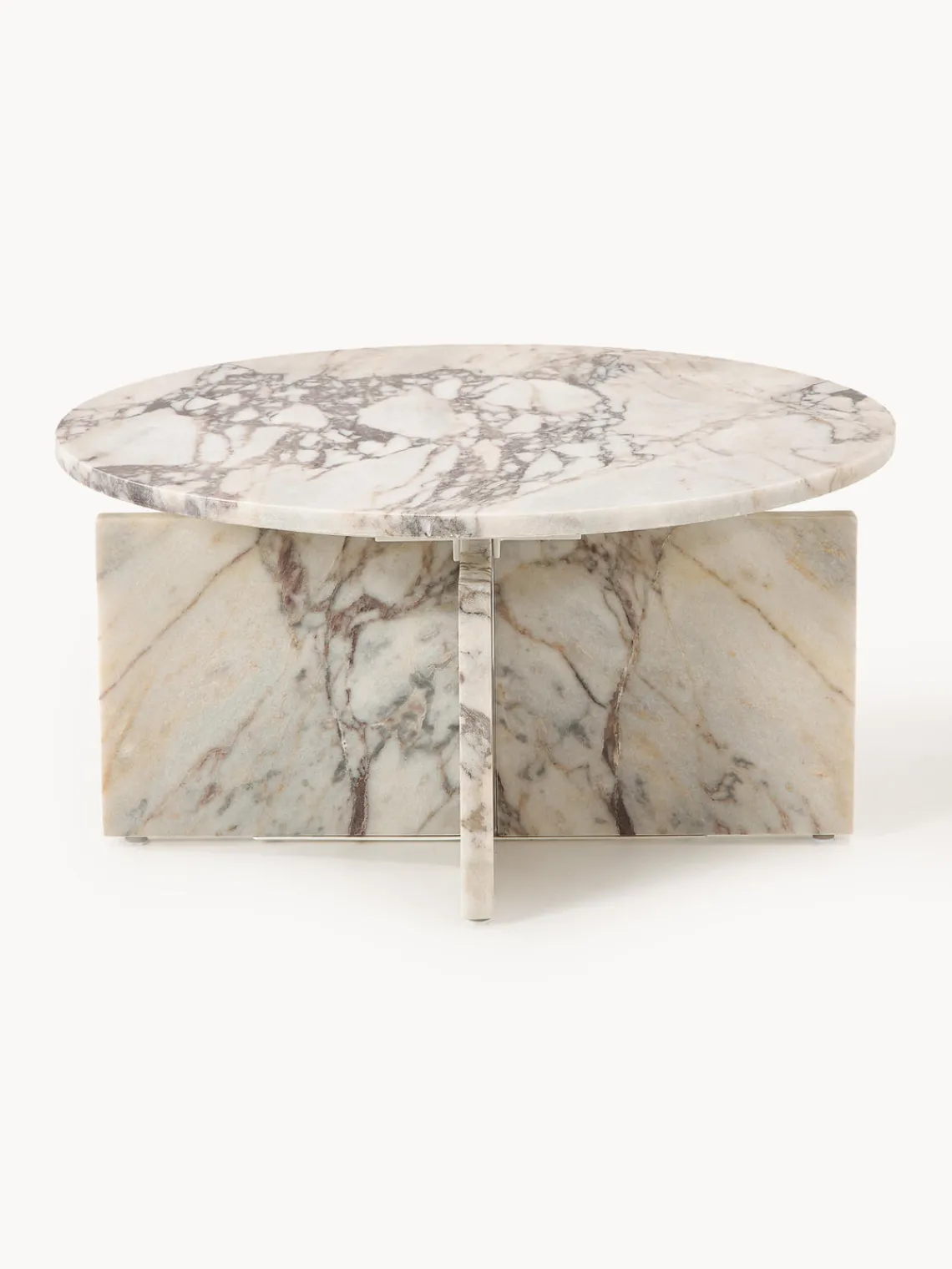 Mesas De Centro|Mesas De Centro>Westwing Collection Mesa de centro redonda de mármol Marisa Mármol blanco y gris