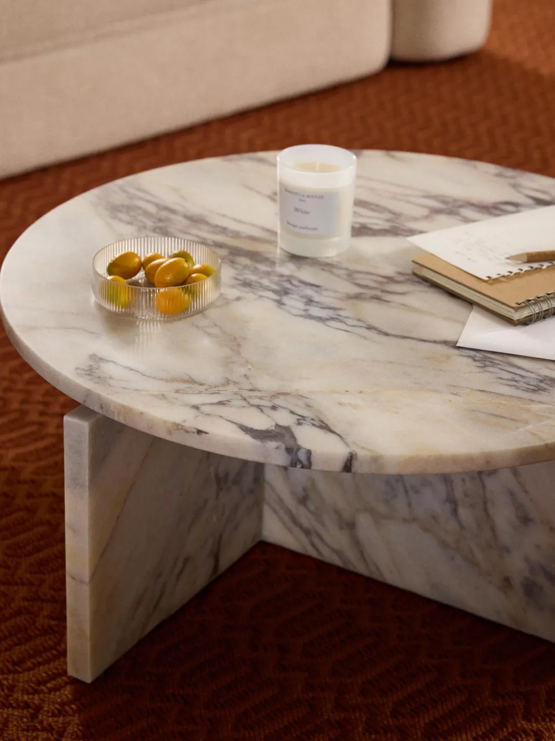 Mesas De Centro|Mesas De Centro>Westwing Collection Mesa de centro redonda de mármol Marisa Mármol blanco y gris