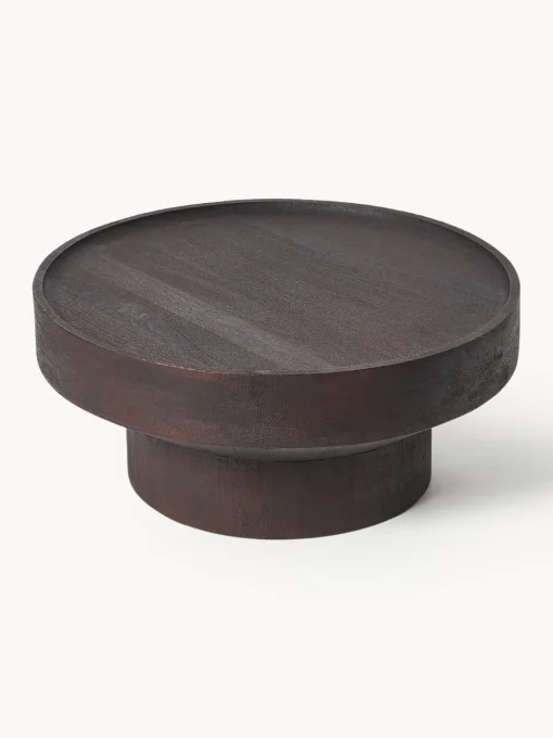 Mesas De Centro|Mesas De Centro>Westwing Collection Mesa de centro redonda de madera de mango Benno Madera de mango lacada en marrón oscuro