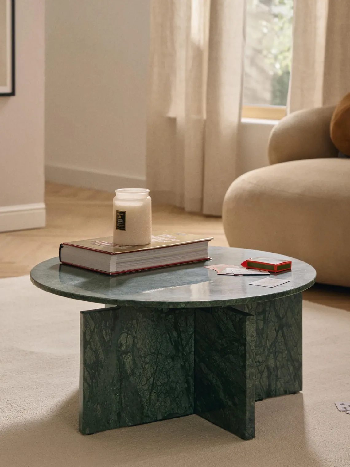 Mesas De Centro|Mesas De Centro>Westwing Collection Mesa de centro redonda de mármol Marisa Mármol verde