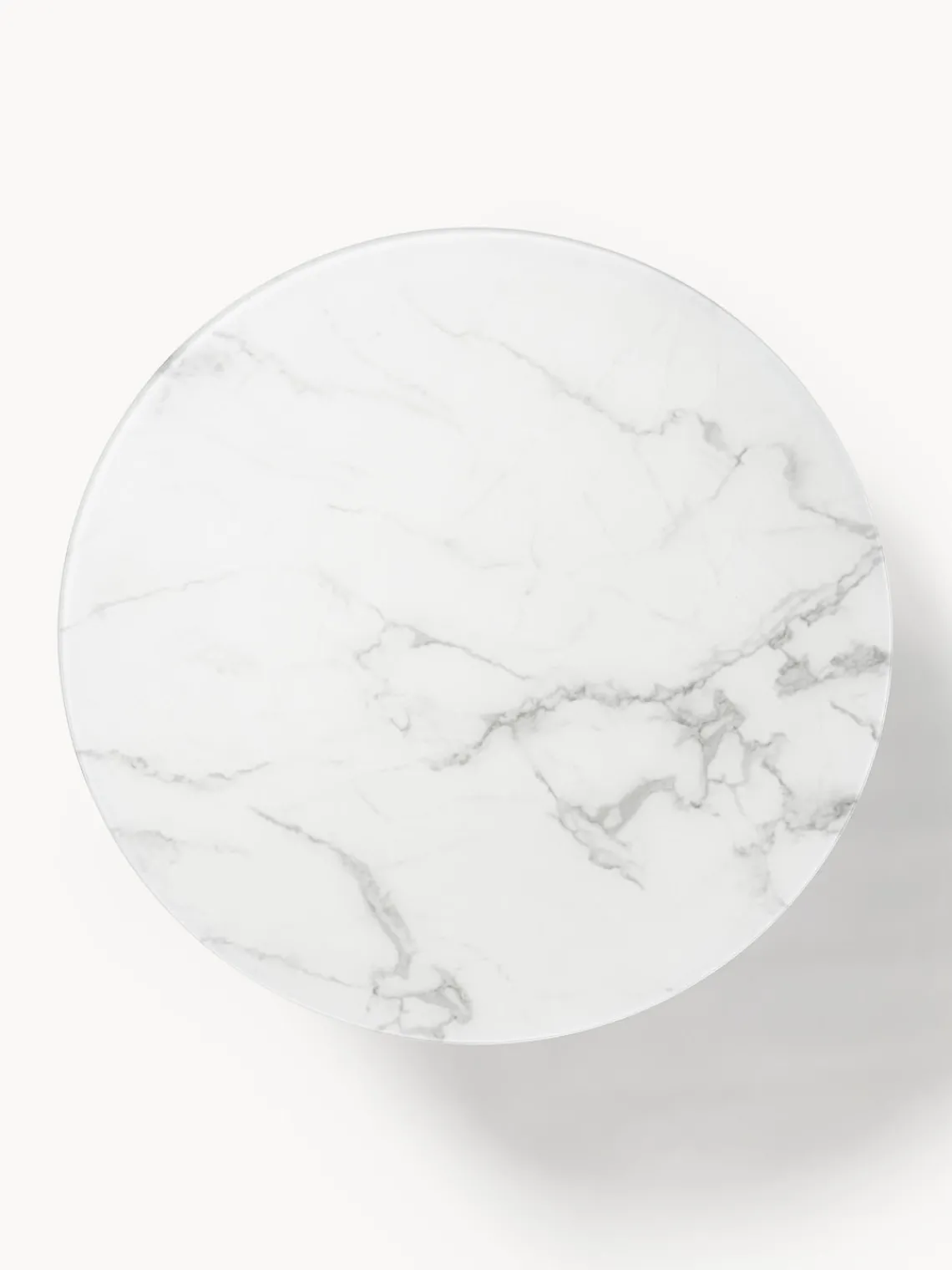 Mesas De Centro|Mesas De Centro>Westwing Collection Mesa de centro redonda grande con tablero de vidrio en look mármol Antigua Aspecto mármol blanco, dorado brillante