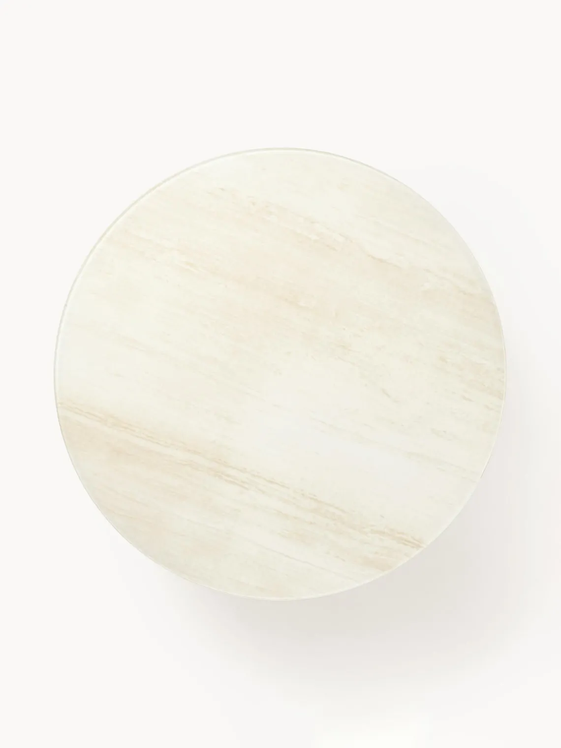 Mesas De Centro|Mesas De Centro>Westwing Collection Mesa de centro redonda grande con tablero de vidrio en aspecto mármol Antigua Aspecto mármol Off White, beige mate