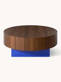 Mesas De Centro|Mesas De Centro></noscript>Westwing Collection Mesa de centro redonda Rylan Madera de nogal, azul real