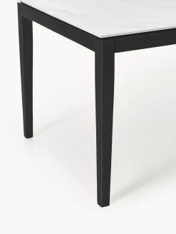 Mesas De Comedor|Mesas De Comedor></noscript>Westwing Collection Mesa de comedor con tablero en look mármol Jackson, tamaños diferentes Aspecto mármol blanco, madera de roble lacada en negro