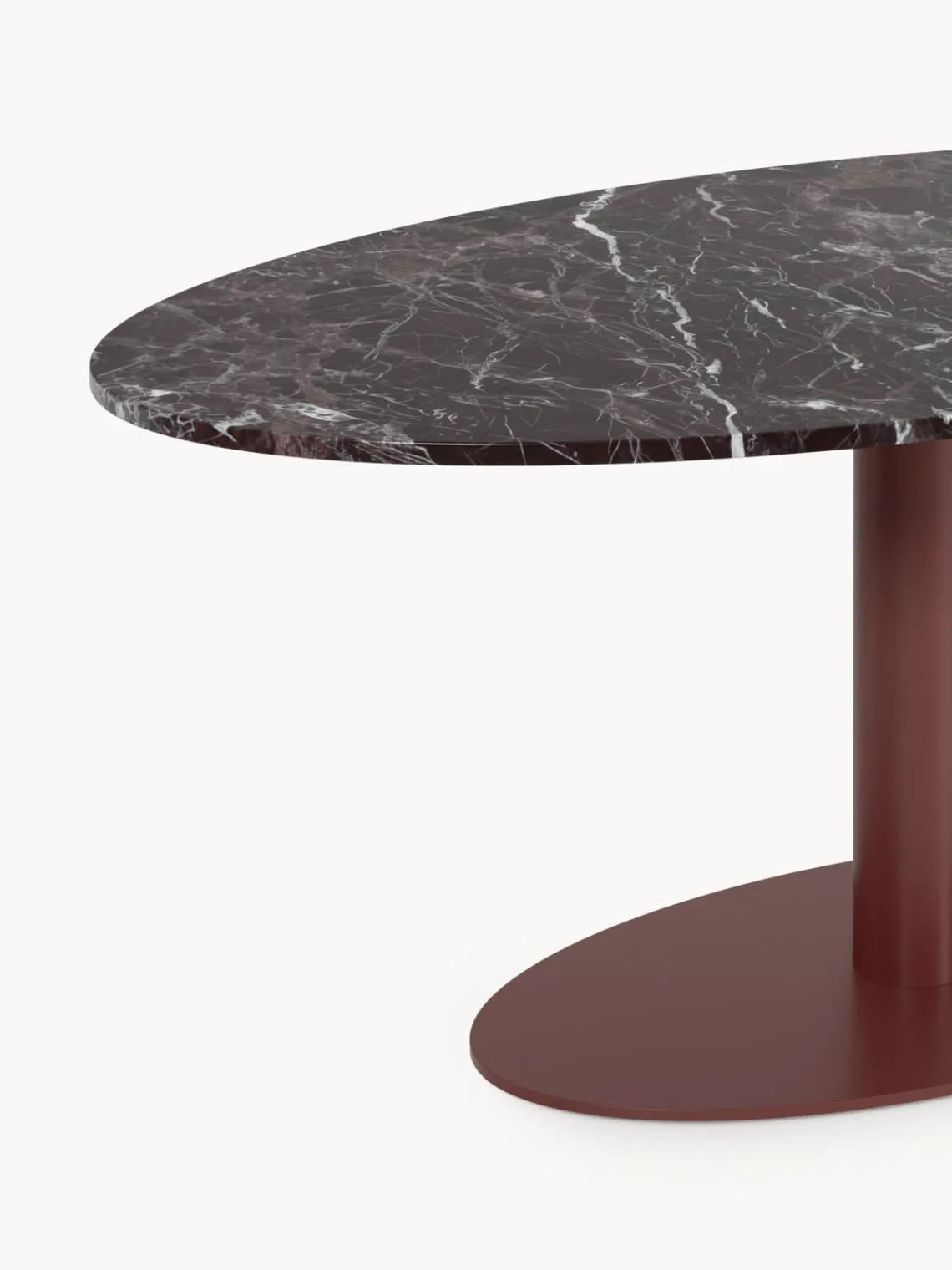 Mesas De Comedor|Mesas De Comedor>Westwing Collection Mesa de comedor ovalada de mármol Miley, tamaños diferentes Rojo vino veteado