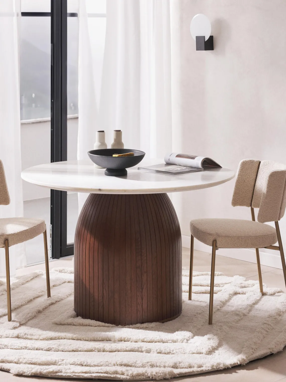 Discount Mesa de comedor redonda con tablero de mármol Nelly, tamaños diferentes Mesas De Comedor|Mesas De Comedor