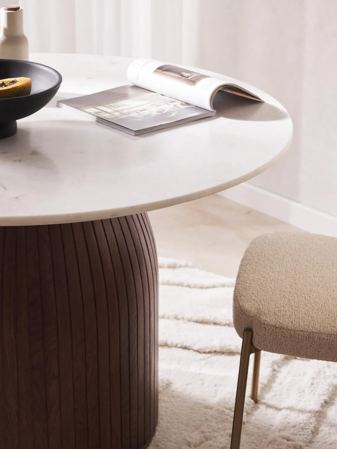 Discount Mesa de comedor redonda con tablero de mármol Nelly, tamaños diferentes Mesas De Comedor|Mesas De Comedor