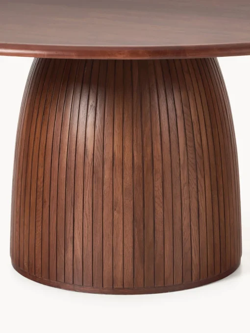 Mesas De Comedor|Mesas De Comedor>Westwing Collection Mesa de comedor redonda con estructura estriada Nelly, tamaños diferentes Madera de roble oscura