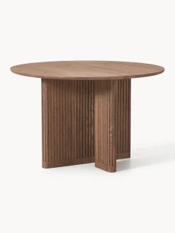 Mesas De Comedor|Mesas De Comedor>Westwing Collection Mesa de comedor redonda de madera de roble Jolka, tamaños diferentes Madera de roble lacada en marrón oscuro