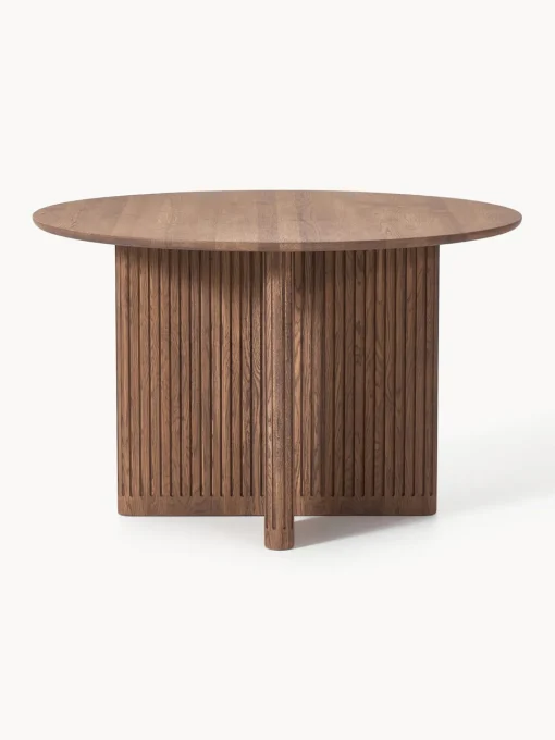 Mesas De Comedor|Mesas De Comedor>Westwing Collection Mesa de comedor redonda de madera de roble Jolka, tamaños diferentes Madera de roble lacada en marrón oscuro