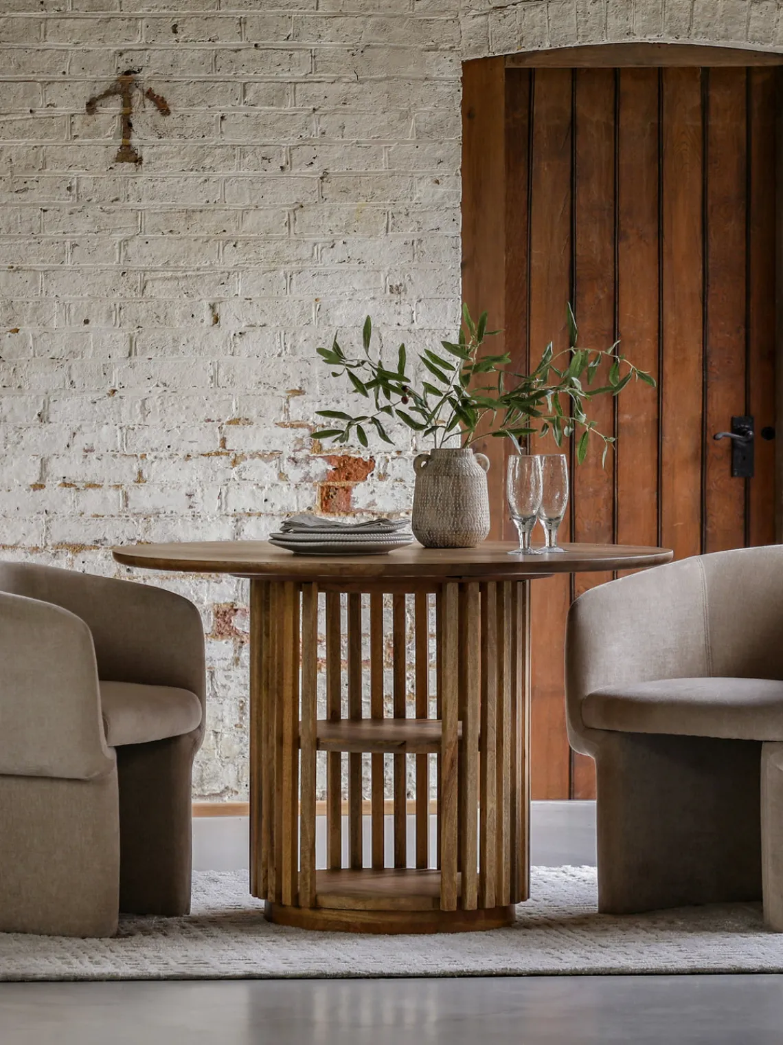 Clearance Mesa de comedor redonda de madera de mango Voss, Ø 110 cm Mesas De Comedor|Mesas De Comedor