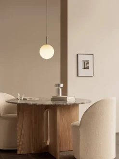 Mesas De Comedor|Mesas De Comedor>Audo Copenhagen Mesa de comedor redonda de mármol Androgyne, Ø 120 cm Mármol gris, madera de roble clara