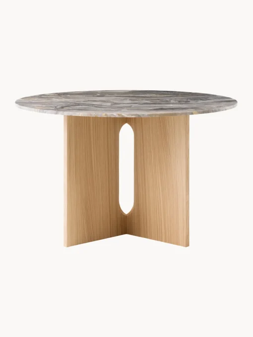Mesas De Comedor|Mesas De Comedor>Audo Copenhagen Mesa de comedor redonda de mármol Androgyne, Ø 120 cm Mármol gris, madera de roble clara