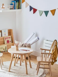 Hot Mesa infantil redonda de madera de caucho Dilcia Niños Decoración Infantil|Mesas Y Sillas Infantiles