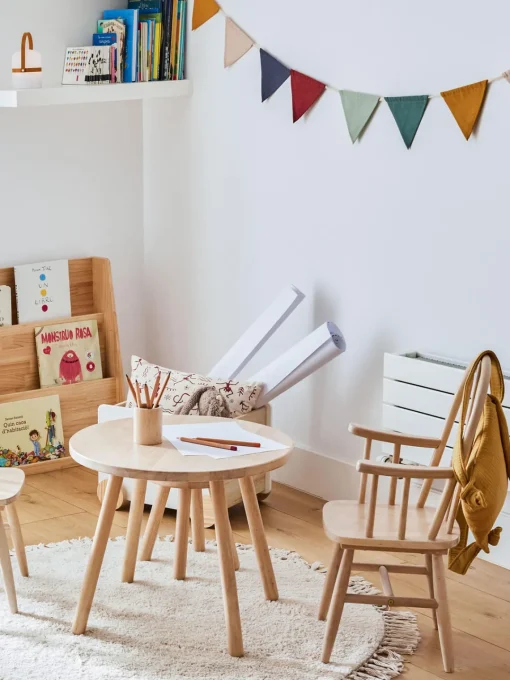 Hot Mesa infantil redonda de madera de caucho Dilcia Niños Decoración Infantil|Mesas Y Sillas Infantiles