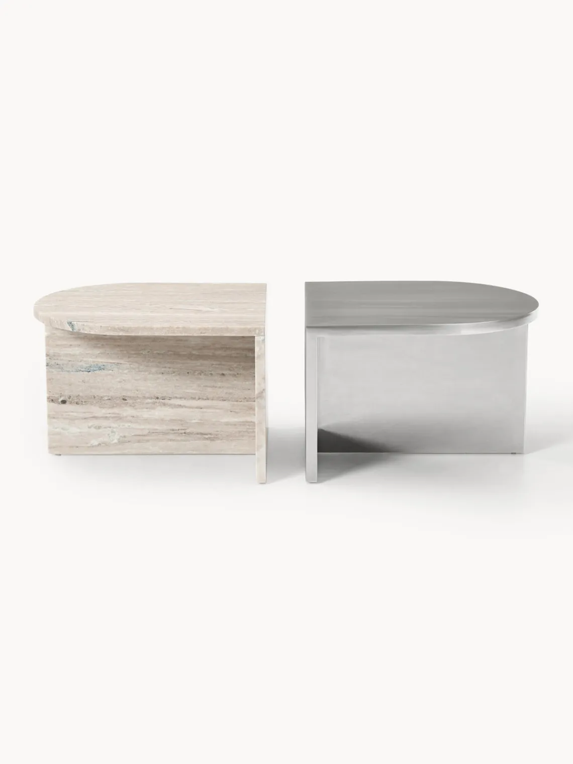 Mesas De Centro|Mesas De Centro>Westwing Collection Mesas de centro ovaladas de metal y mármol Leander, 2 uds.