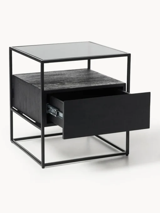 Mesitas De Noche|Mesitas De Noche>Westwing Collection Mesita de noche con cajón Theodor Madera de mango, negro