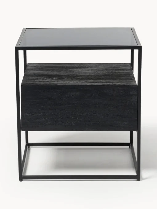 Mesitas De Noche|Mesitas De Noche>Westwing Collection Mesita de noche con cajón Theodor Madera de mango, negro