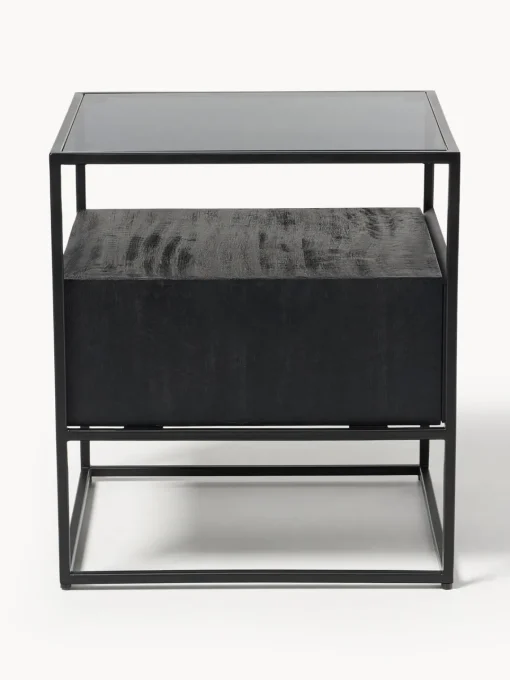 Mesitas De Noche|Mesitas De Noche>Westwing Collection Mesita de noche con cajón Theodor Madera de mango, negro