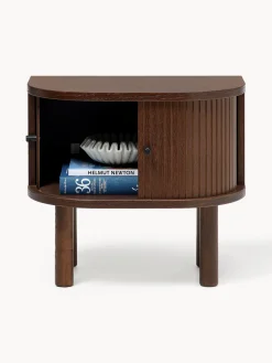 Mesitas De Noche|Mesitas De Noche></noscript>Westwing Collection Mesita de noche con frente acanalado Calary Madera de roble lacada en marrón oscuro