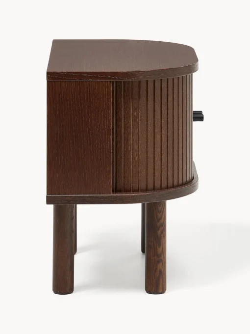Mesitas De Noche|Mesitas De Noche>Westwing Collection Mesita de noche con frente acanalado Calary Madera de roble lacada en marrón oscuro