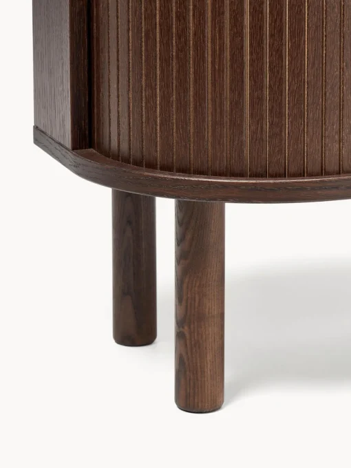 Mesitas De Noche|Mesitas De Noche>Westwing Collection Mesita de noche con frente acanalado Calary Madera de roble lacada en marrón oscuro