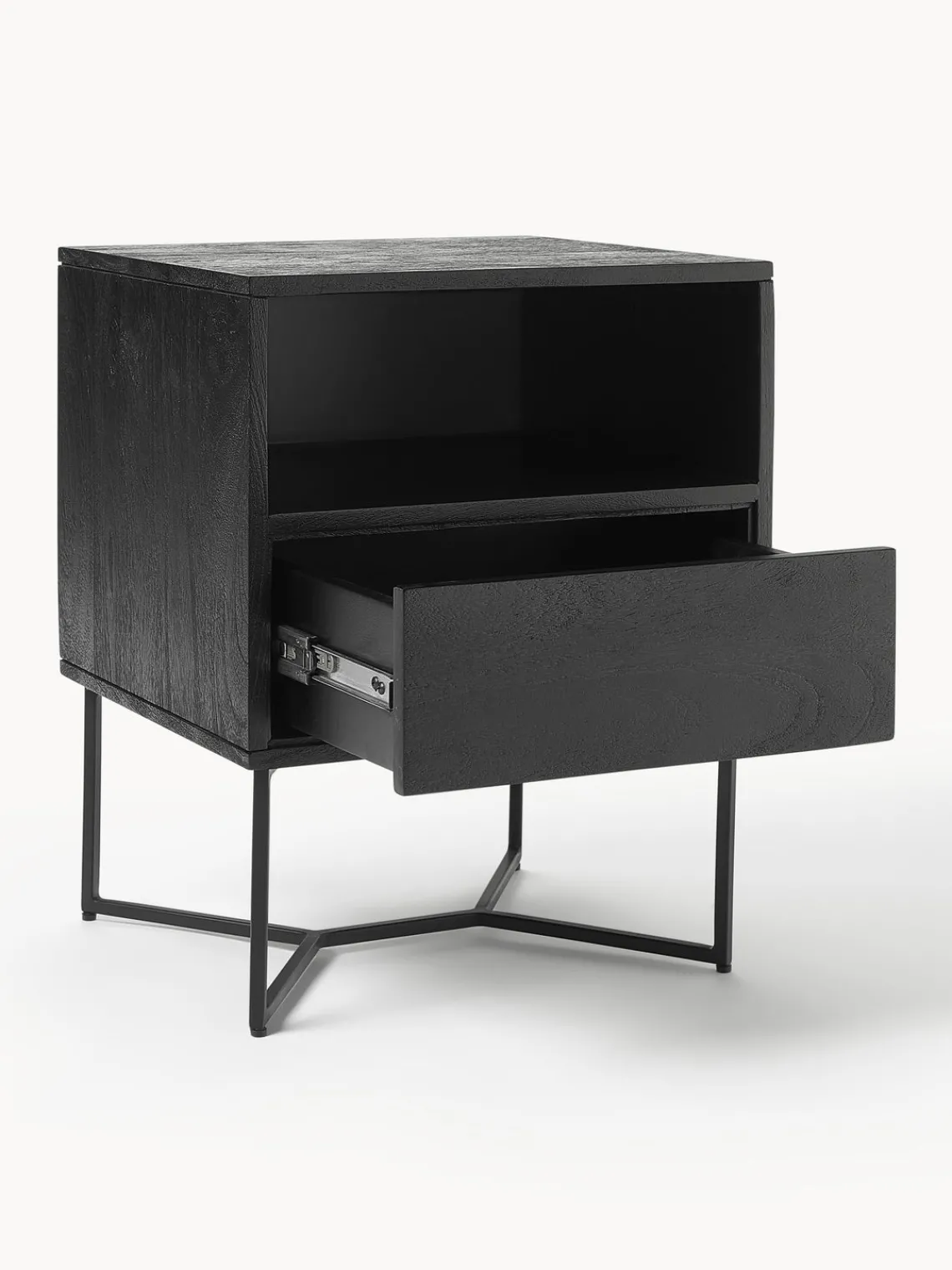 Mesitas De Noche|Mesitas De Noche>Westwing Collection Mesita de noche de madera de mango con cajón Luca Madera de mango, negro pintado