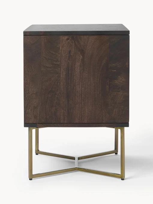 Mesitas De Noche|Mesitas De Noche>Westwing Collection Mesita de noche de madera de mango con diseño espiga Luca Madera de mango, dorado