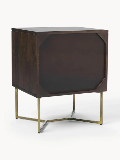 Mesitas De Noche|Mesitas De Noche>Westwing Collection Mesita de noche de madera de mango con diseño espiga Luca Madera de mango, dorado