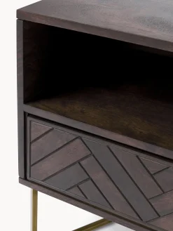 Mesitas De Noche|Mesitas De Noche></noscript>Westwing Collection Mesita de noche de madera de mango con diseño espiga Luca Madera de mango, dorado