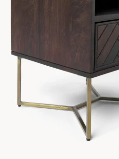 Mesitas De Noche|Mesitas De Noche></noscript>Westwing Collection Mesita de noche de madera de mango con diseño espiga Luca Madera de mango, dorado